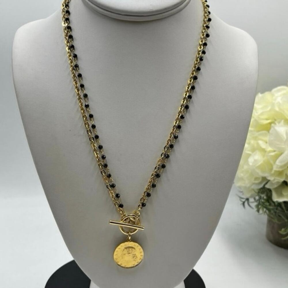 Bellezza Bronze 20 Lira Coin Bronze Rolo & Rosary Link
Necklace, 20"